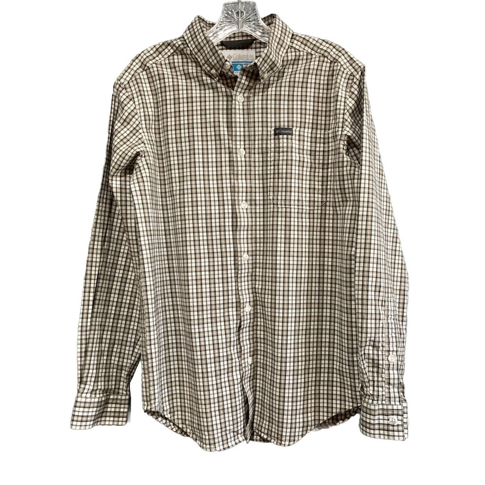 Columbia Men's Button Up Long Sleeve Shirt Brown‎ Plaid Size Small NWOT